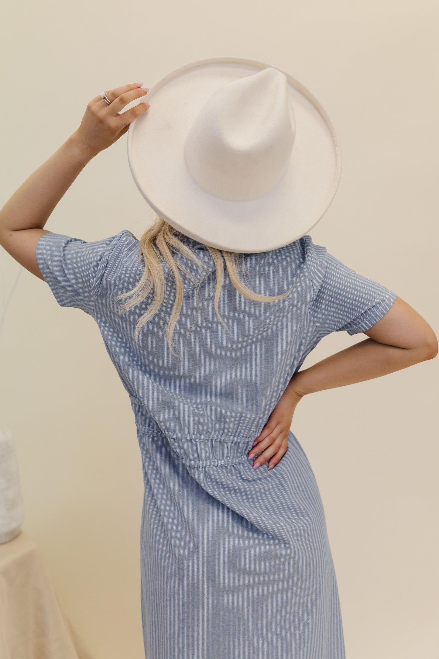 THE BIRDIE BUTTON DOWN SHIRT DRESS IN BLUE