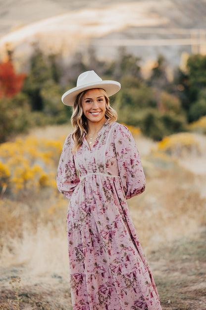 THE LEIGHTON LONG SLEEVE MAXI DRESS IN PINK