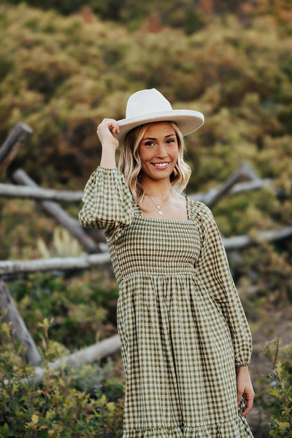 THE LILA GINGHAM DRESS IN OLIVE