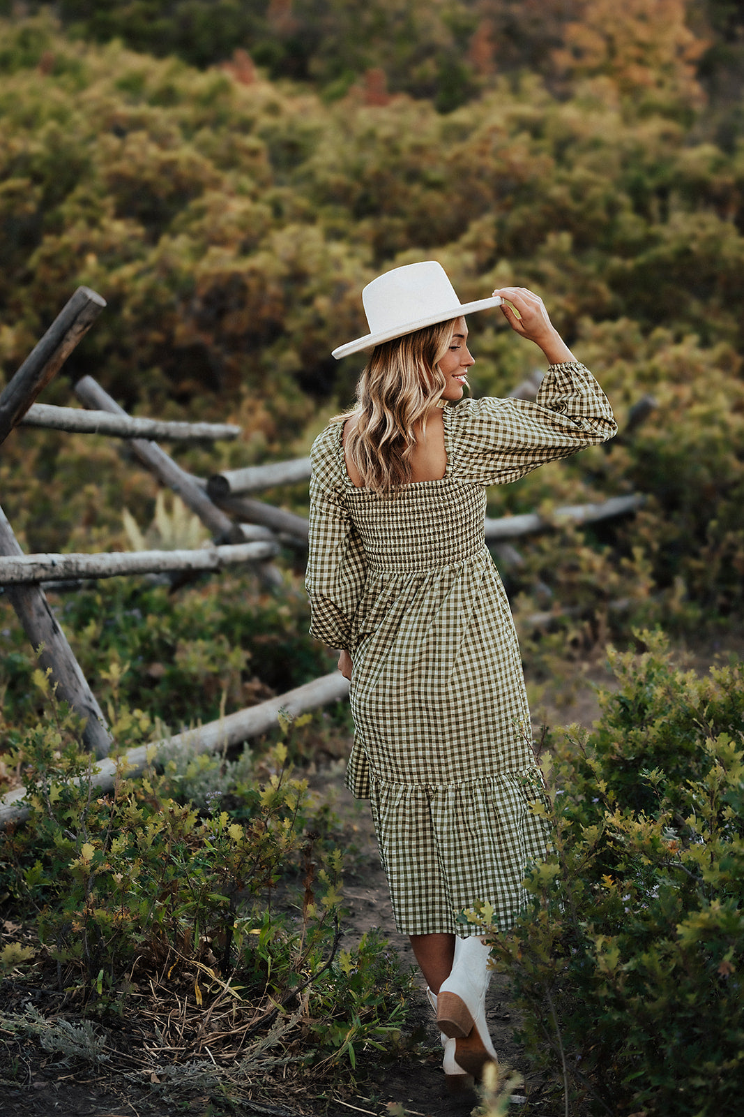 THE LILA GINGHAM DRESS IN OLIVE