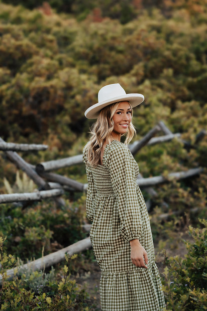 THE LILA GINGHAM DRESS IN OLIVE