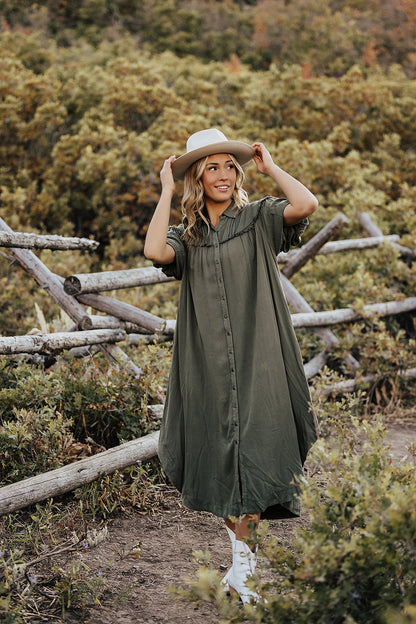 THE ASPYN SHIRT DRESS IN OLIVE