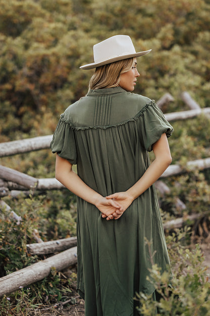 THE ASPYN SHIRT DRESS IN OLIVE