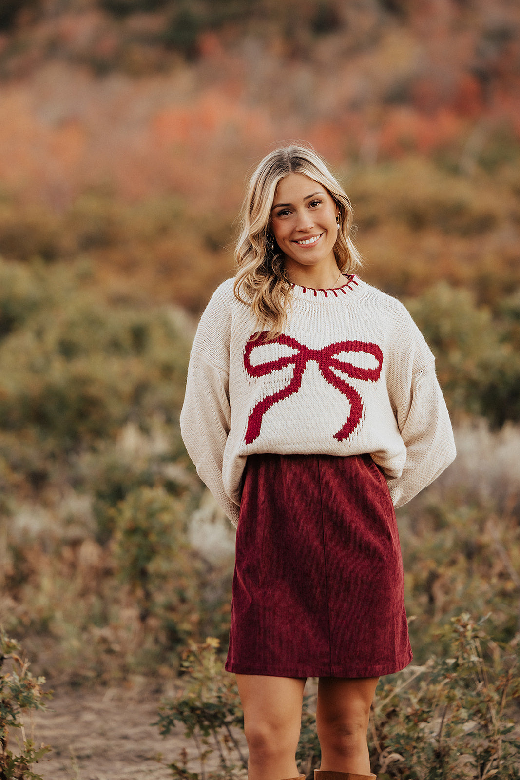 THE ALANA RIBBON SWEATER IN BURGUNDY