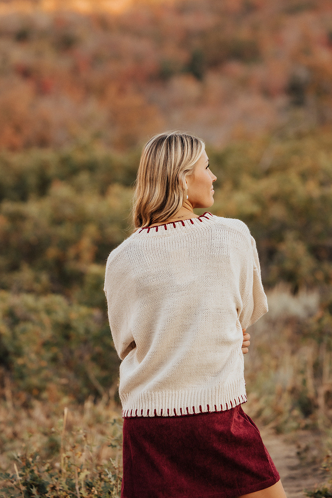 THE ALANA RIBBON SWEATER IN BURGUNDY