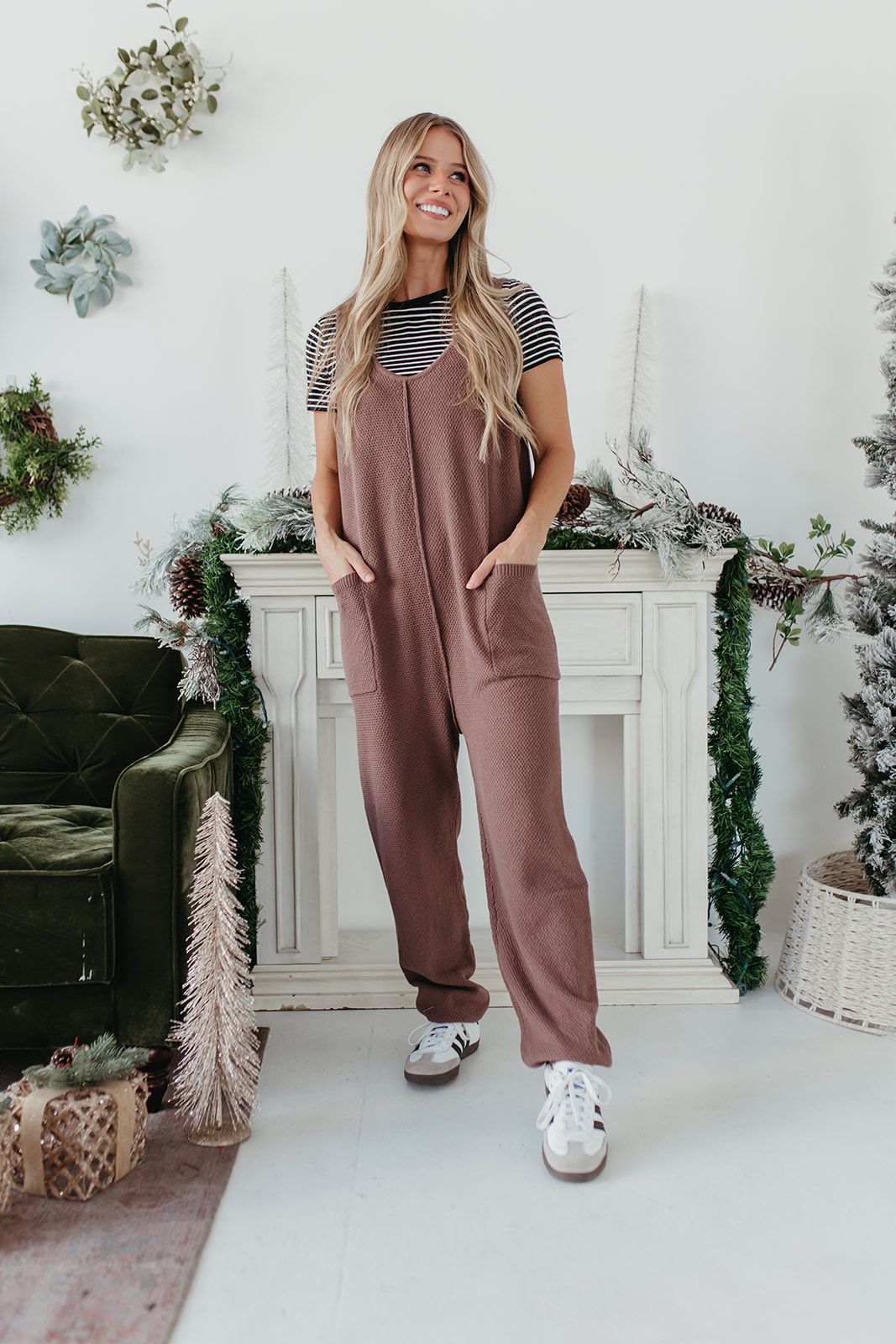 THE HARTLEY SWEATER JUMPSUIT IN BROWN