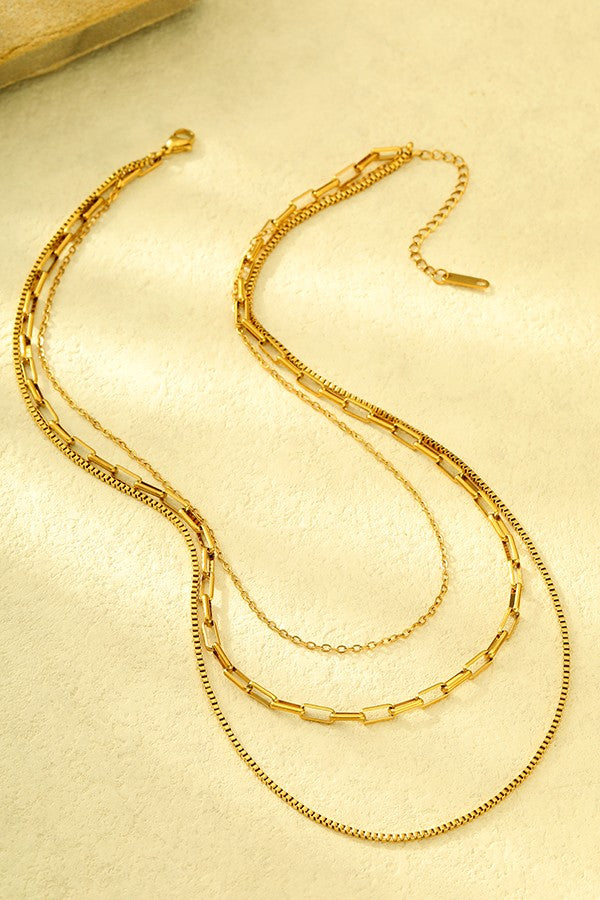 THE LAYERED CHAIN NECKLACE IN GOLD