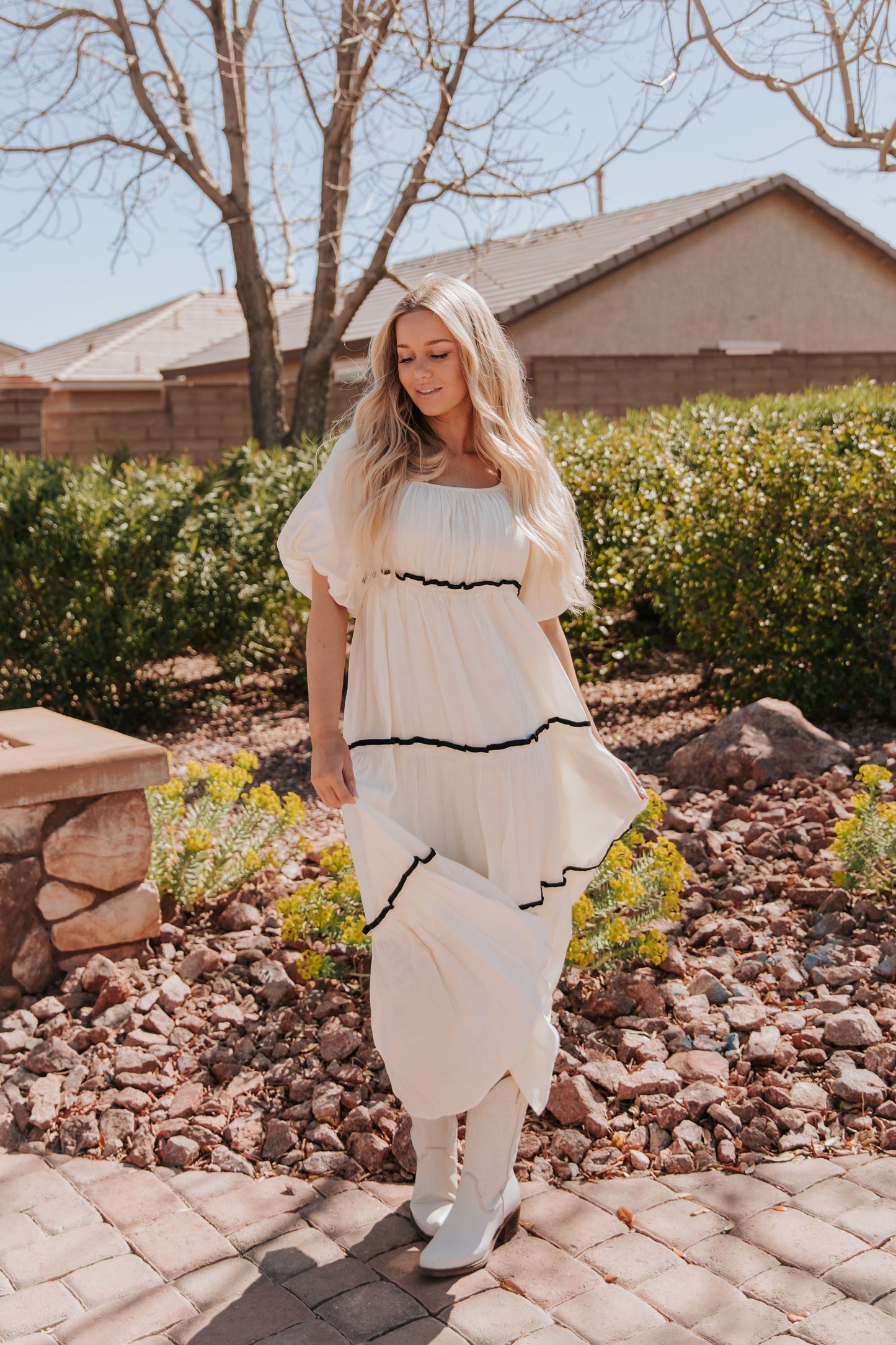 THE IRELYN RUFFLED MAXI DRESS IN IVORY