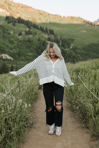 THE MABEL COTTON KNIT CARDIGAN IN IVORY