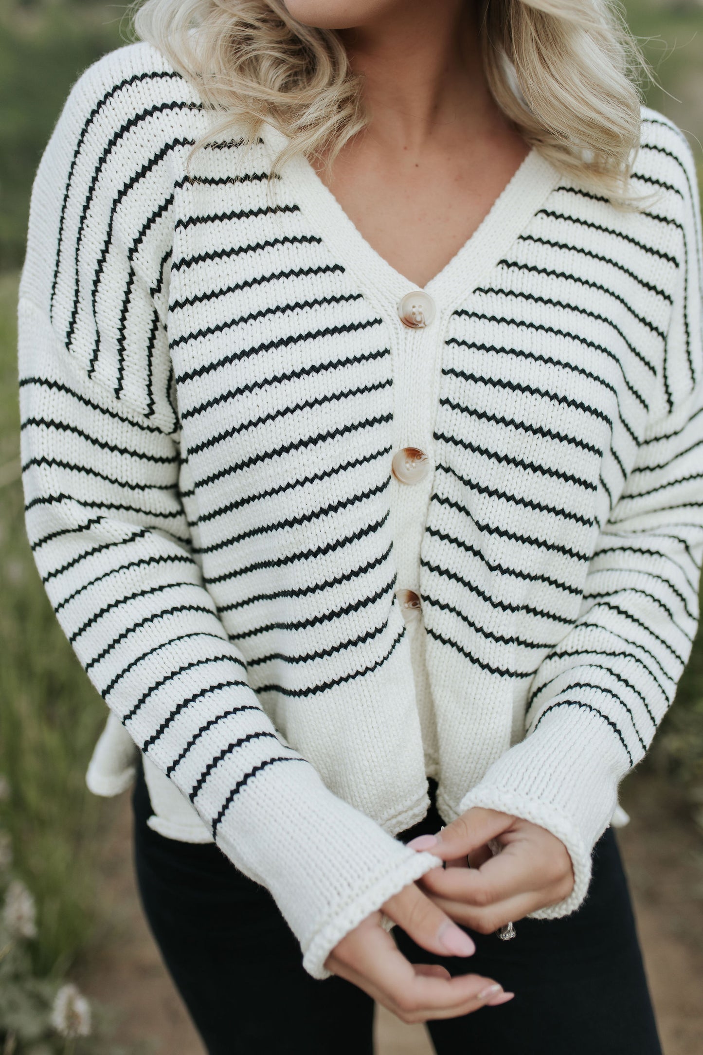 THE MABEL COTTON KNIT CARDIGAN IN IVORY