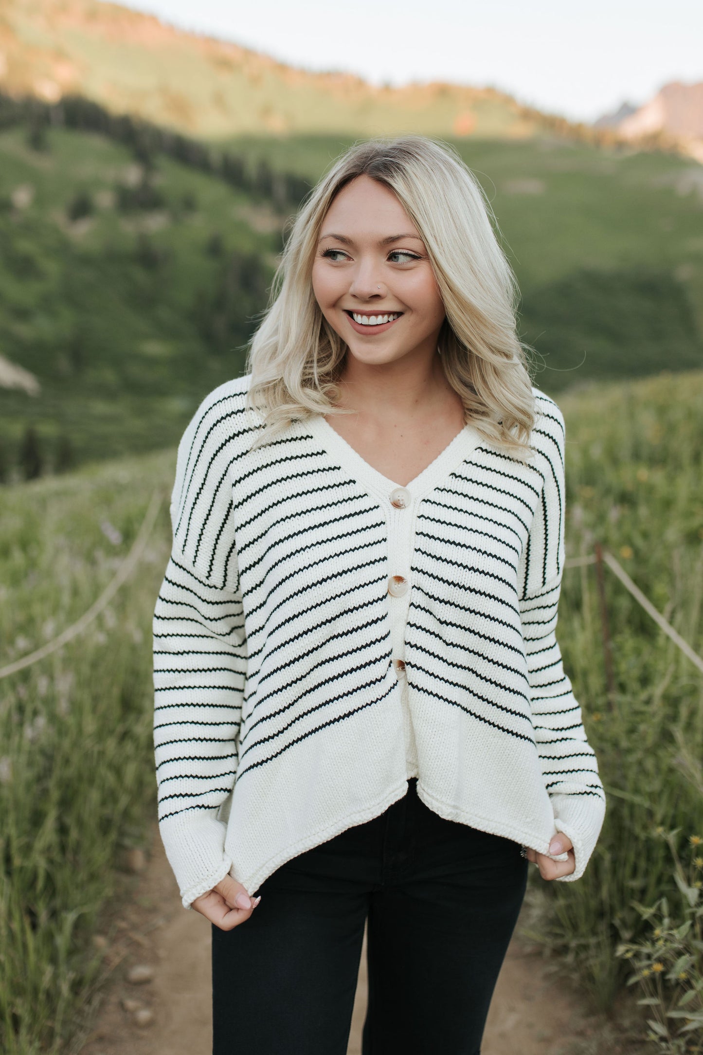 THE MABEL COTTON KNIT CARDIGAN IN IVORY