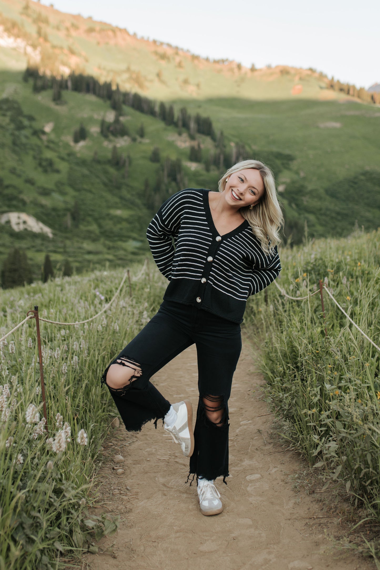 THE MABEL COTTON KNIT CARDIGAN IN BLACK