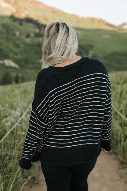 THE MABEL COTTON KNIT CARDIGAN IN BLACK