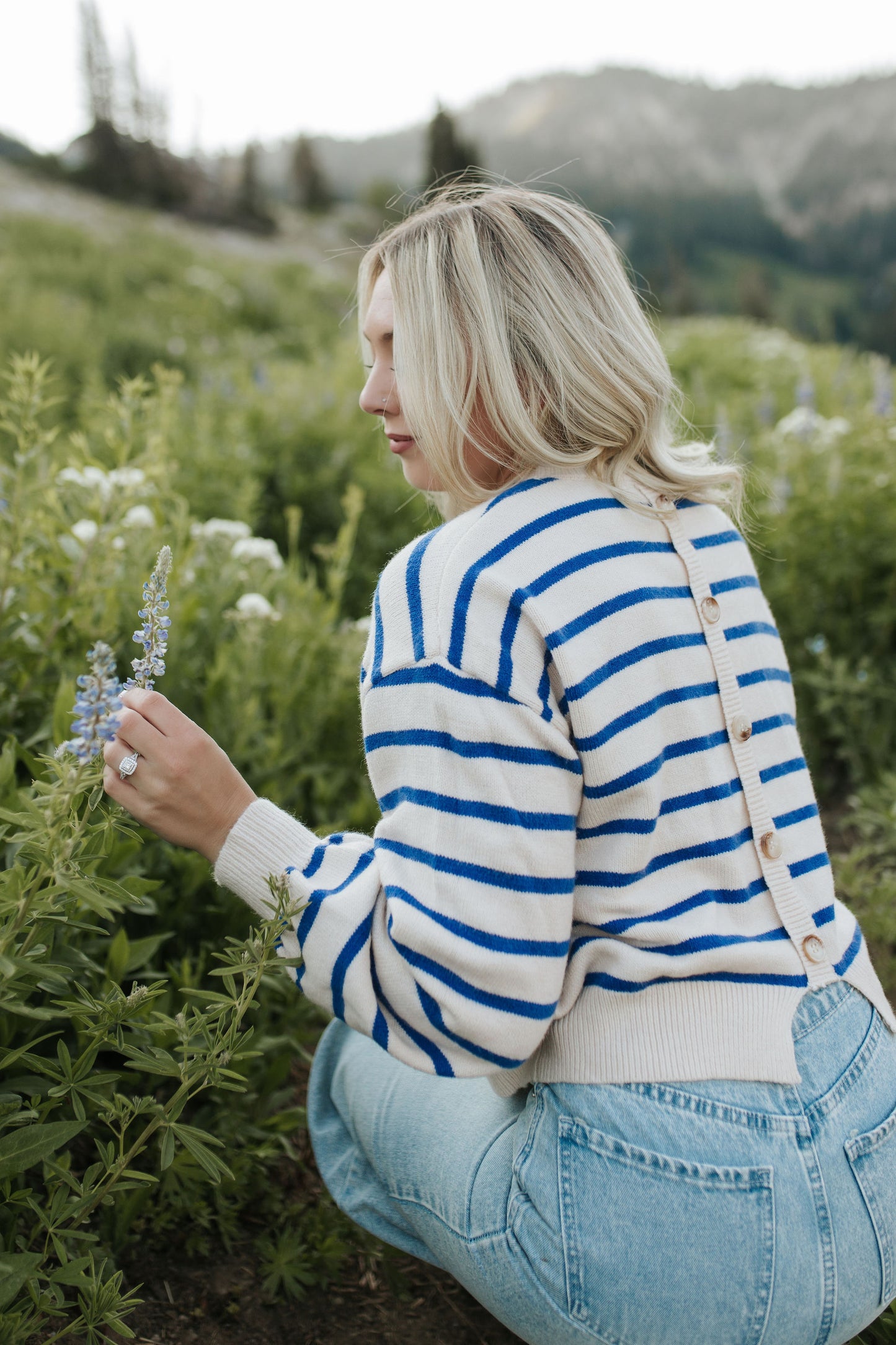 THE MILEY STRIPED SWEATER IN COBALT