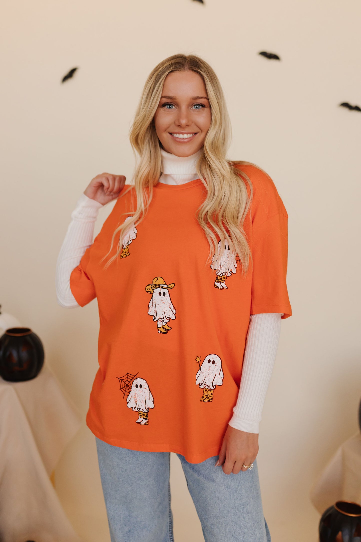 THE COWBOY GHOSTS TEE IN ORANGE