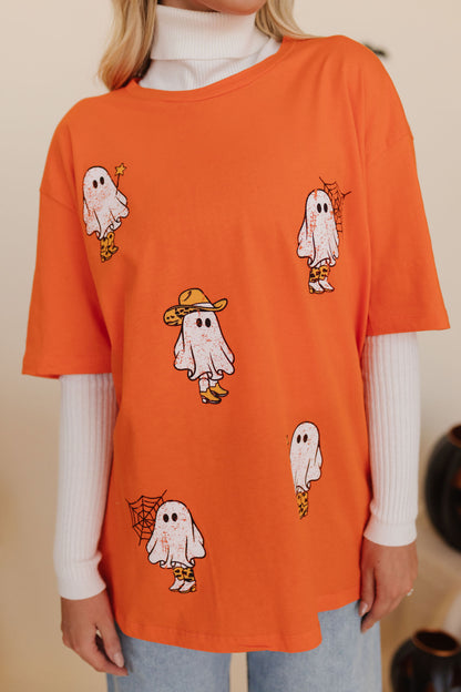 THE COWBOY GHOSTS TEE IN ORANGE