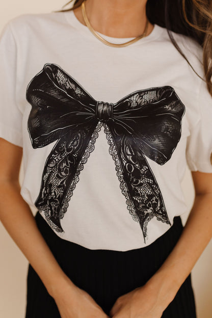 THE GOTHIC COQUETTE BOW TEE IN WHITE