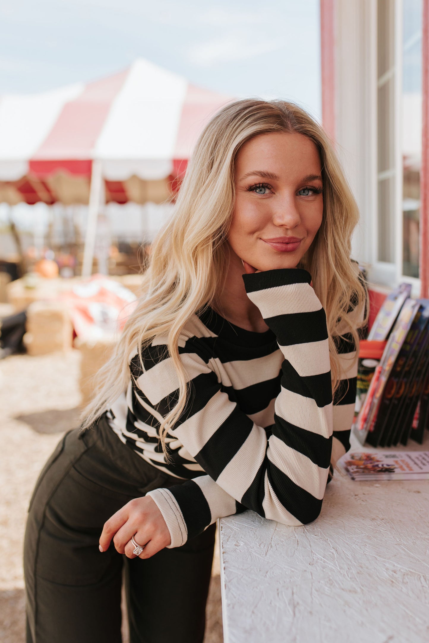 THE SHAY STRIPED TOP IN OAT