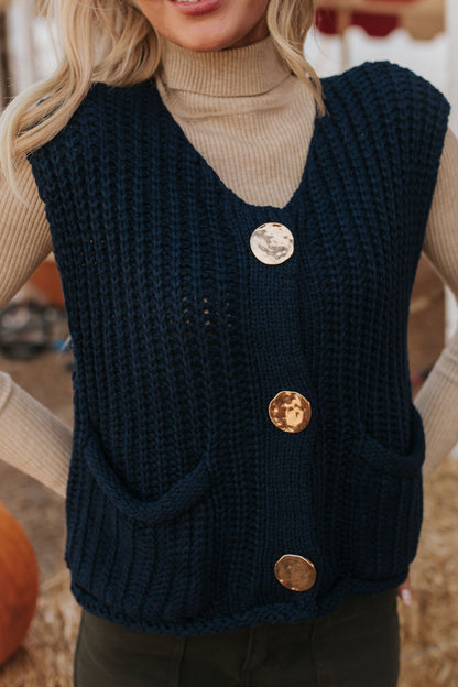 THE SHAE KNIT SWEATER VEST IN NAVY