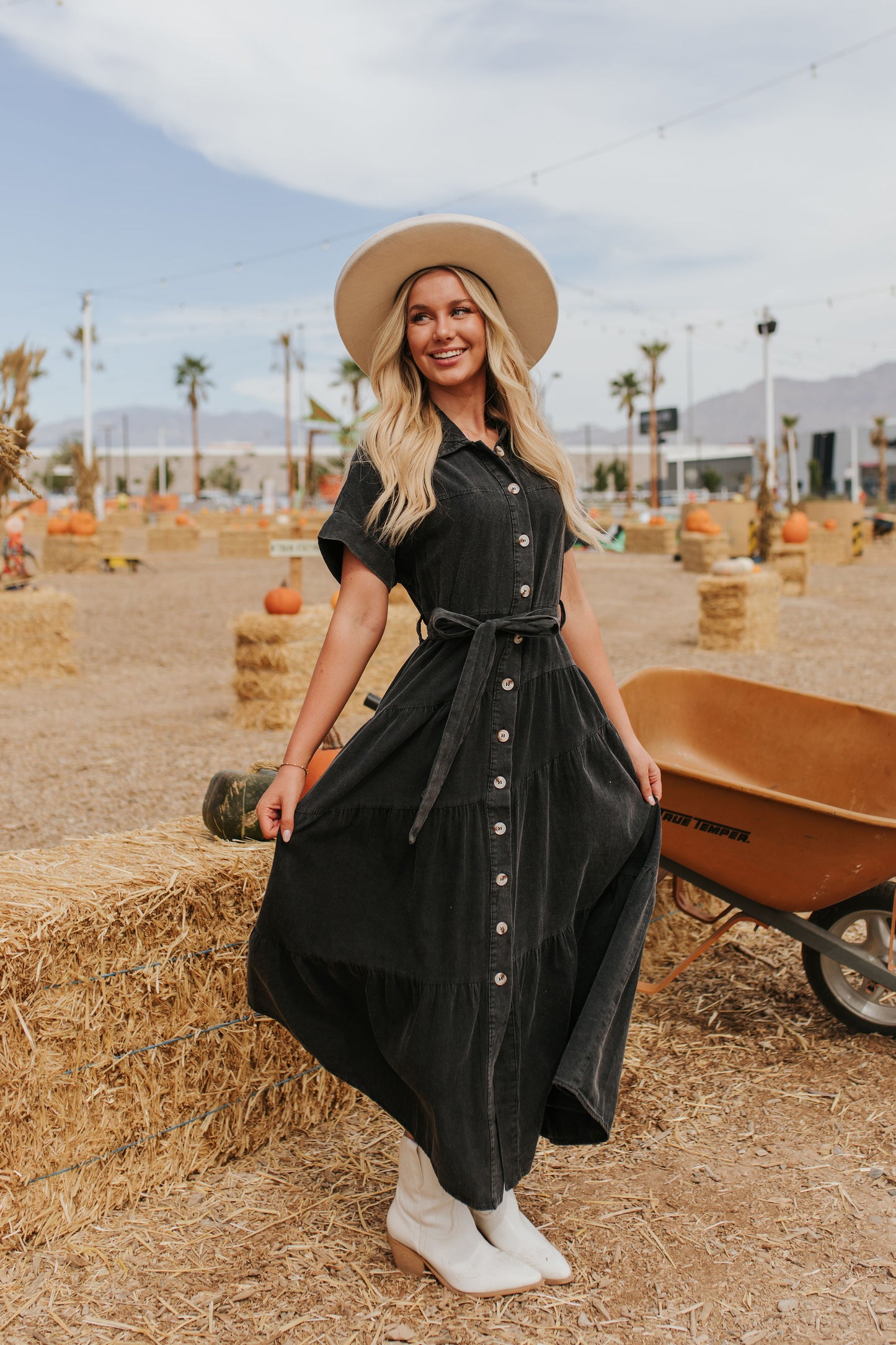 THE HAYVEN DENIM MAXI DRESS IN BLACK