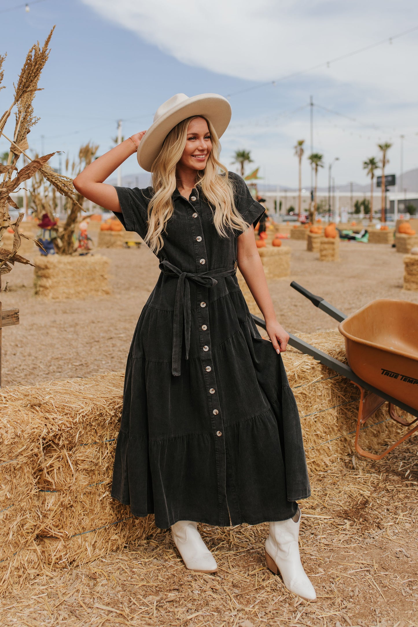 THE HAYVEN DENIM MAXI DRESS IN BLACK