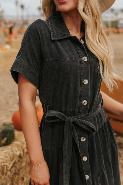 THE HAYVEN DENIM MAXI DRESS IN BLACK