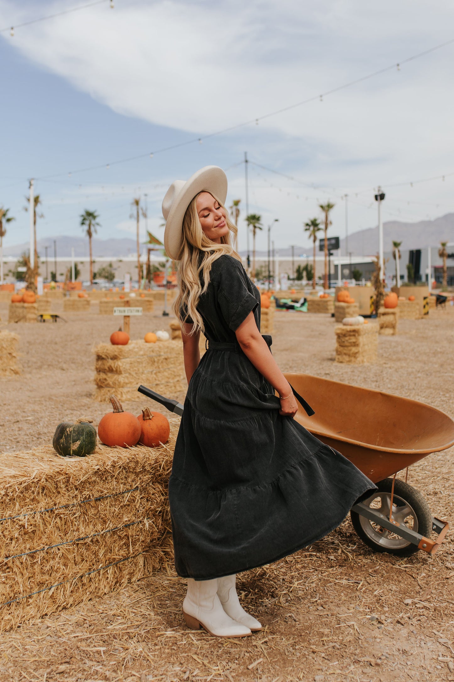 THE HAYVEN DENIM MAXI DRESS IN BLACK