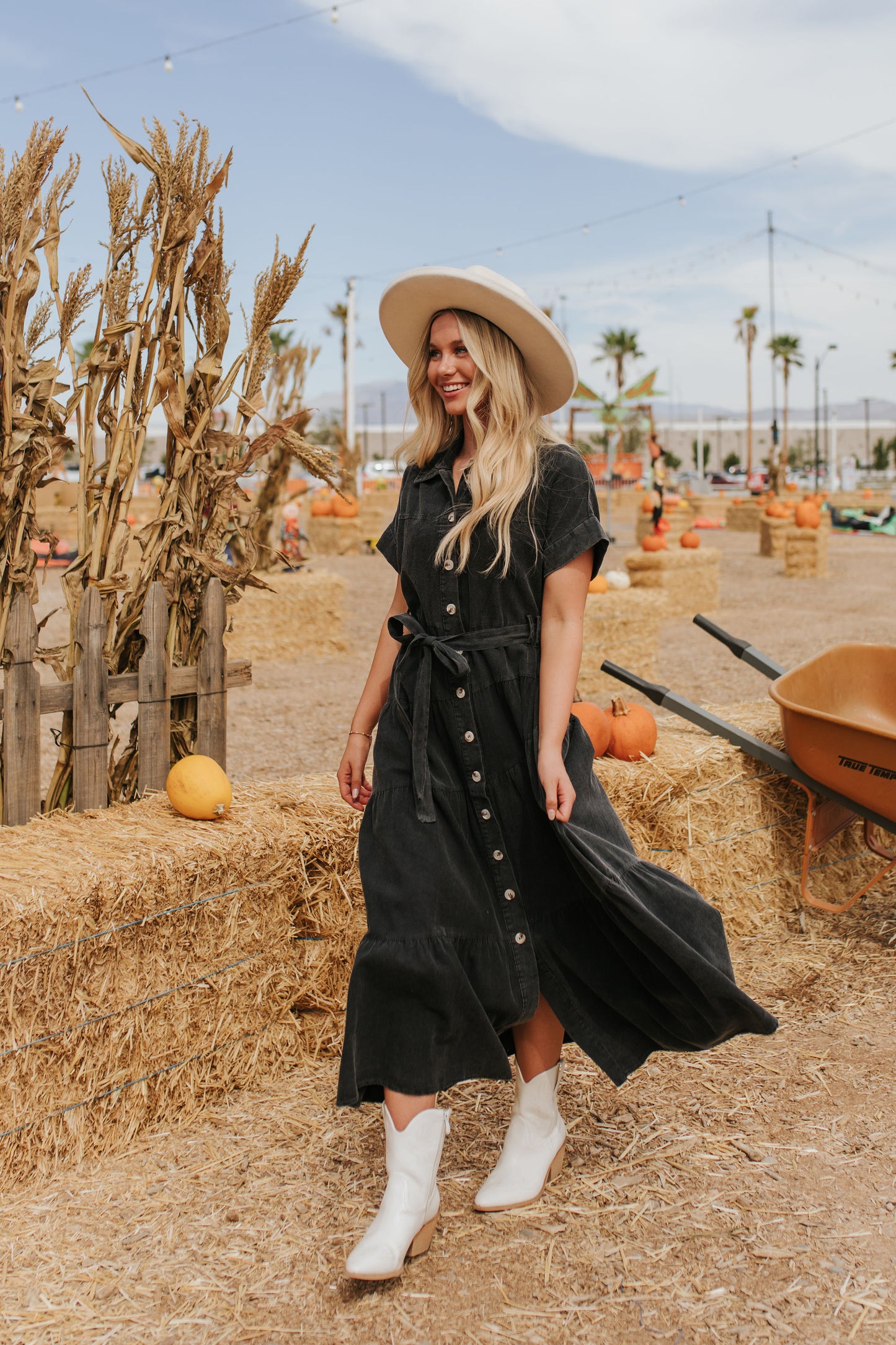 THE HAYVEN DENIM MAXI DRESS IN BLACK