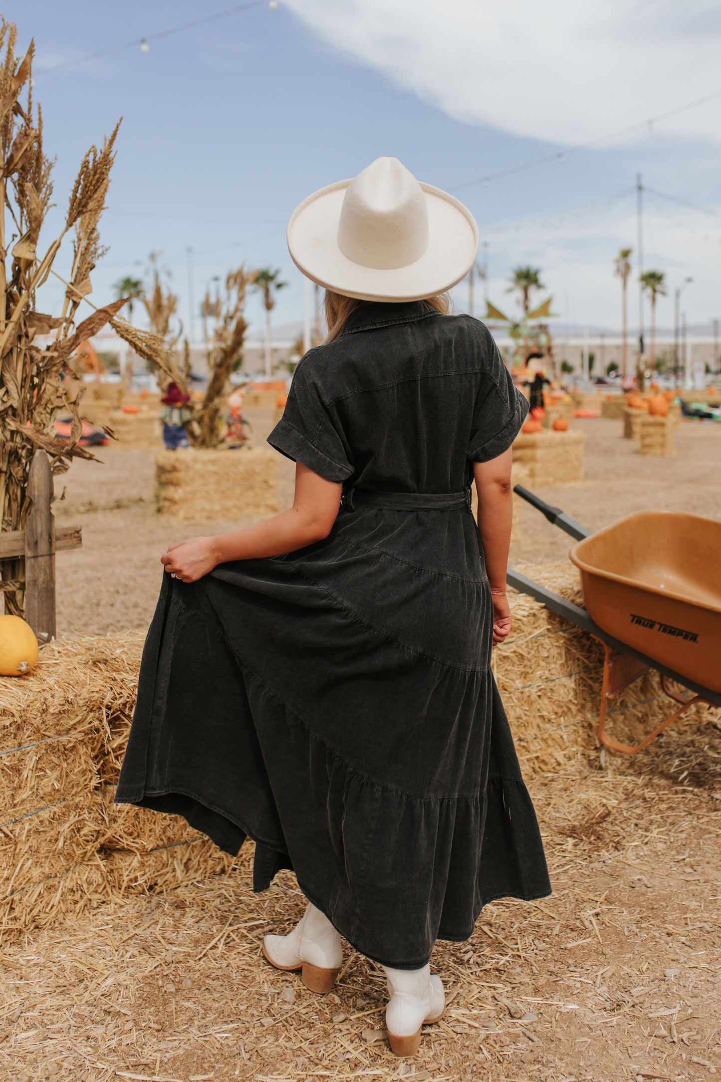 THE HAYVEN DENIM MAXI DRESS IN BLACK