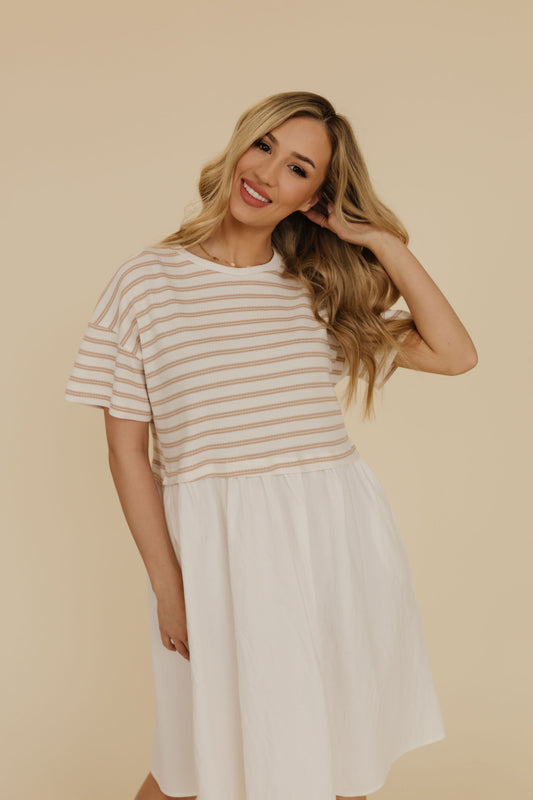 THE TONI STRIPED DRESS IN IVORY