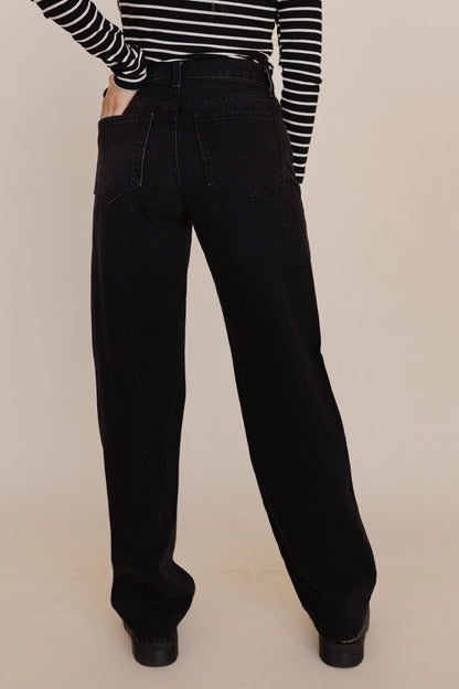 RELAXED STRAIGHT JEANS IN WASHED BLACK BY JUST BLACK DENIM