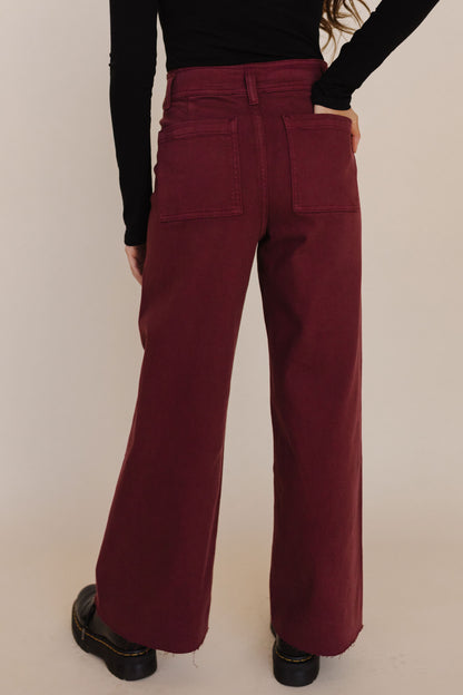 THE SAYLOR WIDE LEG JEANS IN MAROON