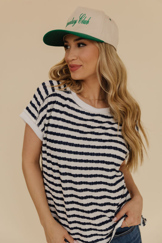 THE PEONY STRIPED SHIRT IN NAVY