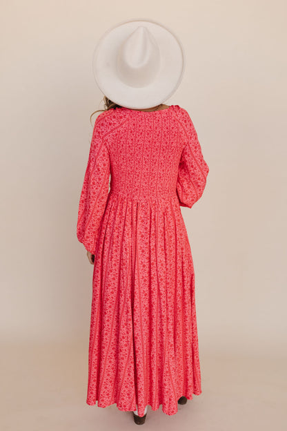 THE SAMANTHA SMOCKED MAXI DRESS IN PINK