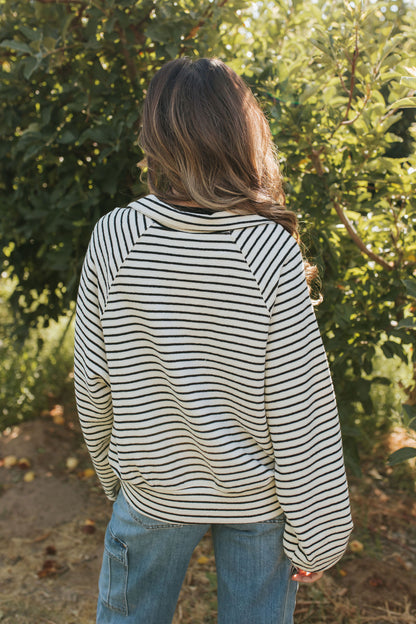 THE CORIE STRIPED PULLOVER IN CREAM