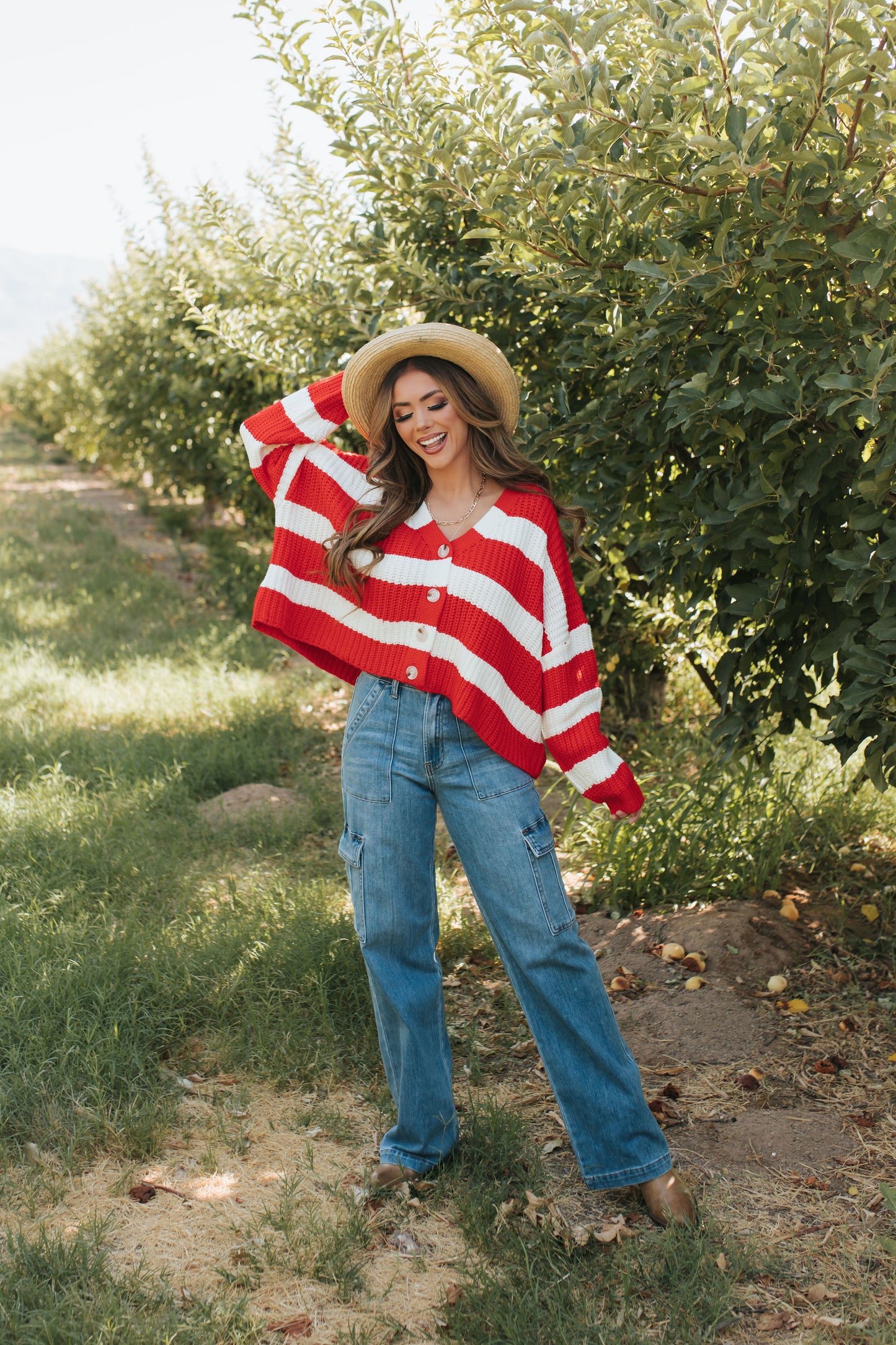 THE TAYLER STRIPED SWEATER IN RED