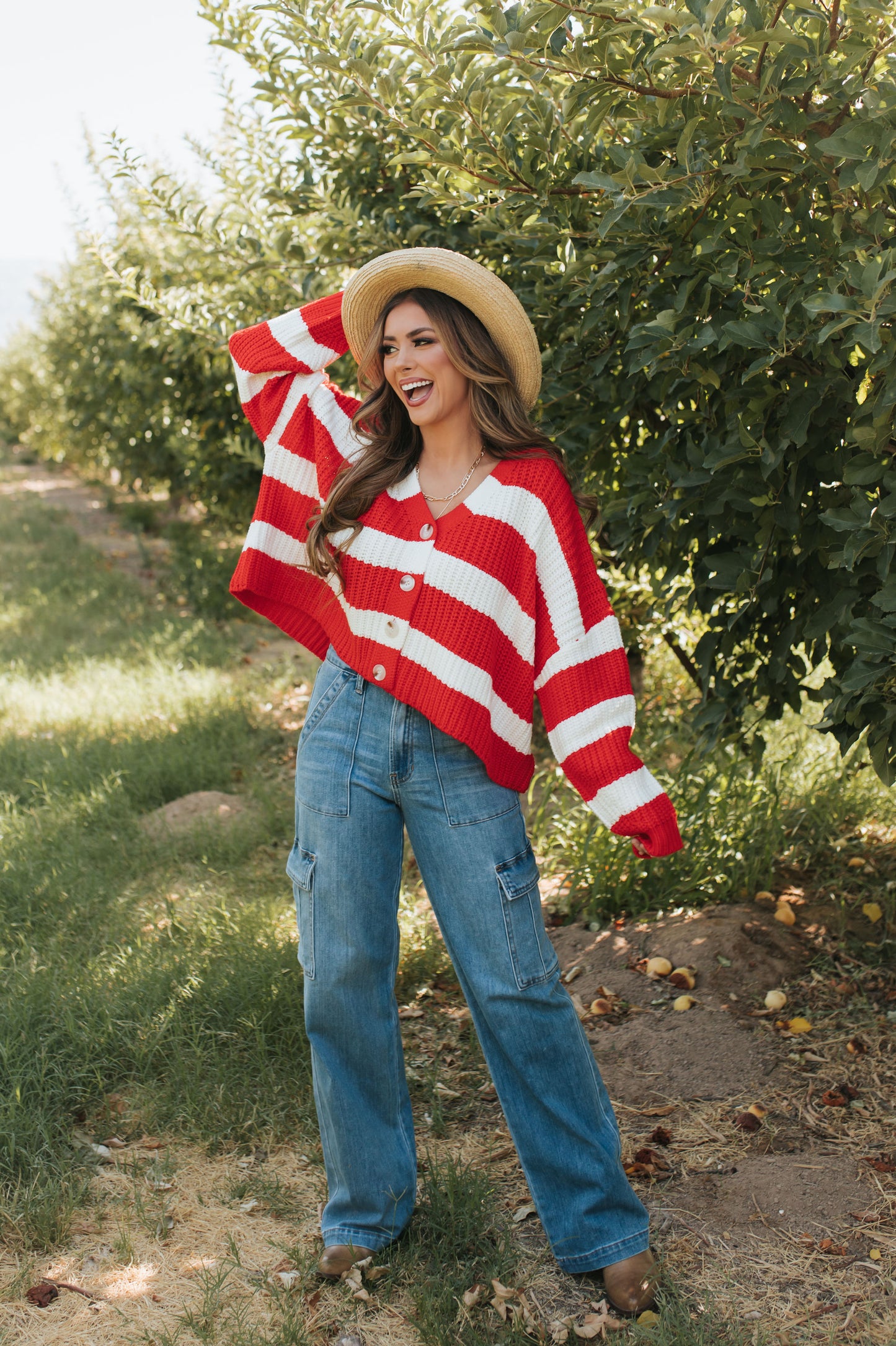 THE TAYLER STRIPED SWEATER IN RED