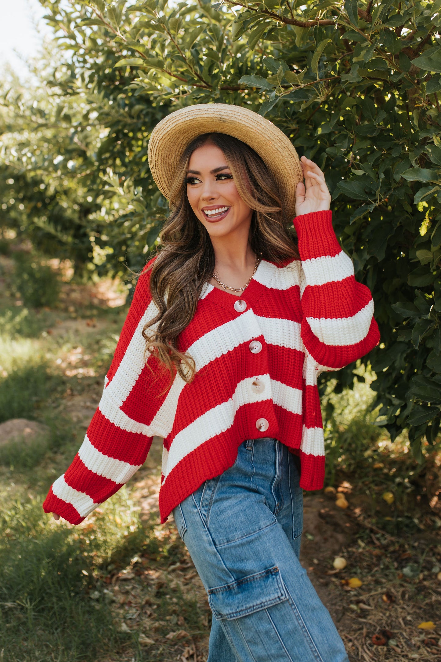 THE TAYLER STRIPED SWEATER IN RED