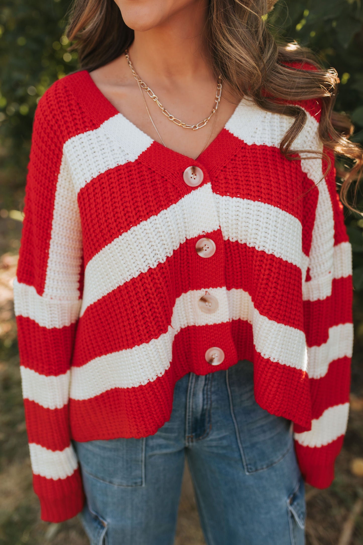 THE TAYLER STRIPED SWEATER IN RED