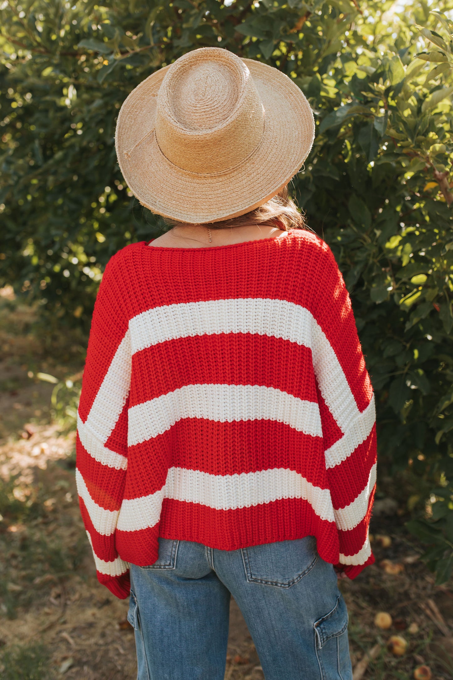 THE TAYLER STRIPED SWEATER IN RED