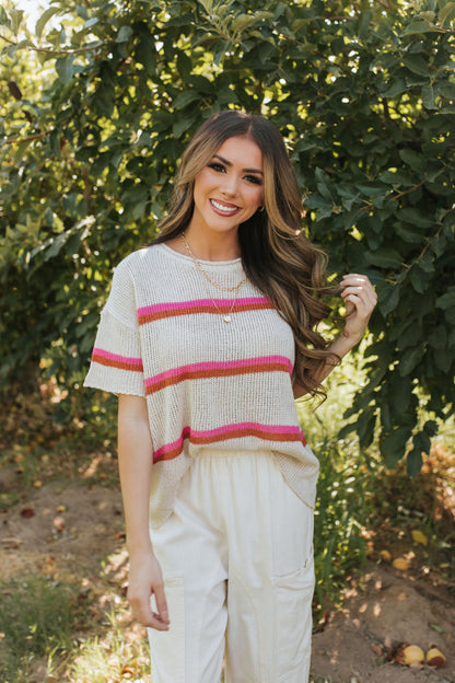 THE ALANI SWEATER TOP IN TAUPE