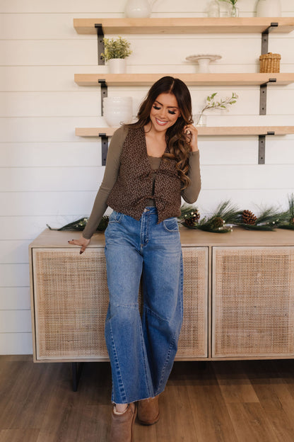 THE LEIA LONG SLEEVE WITH LACE KNIT TOP IN OLIVE