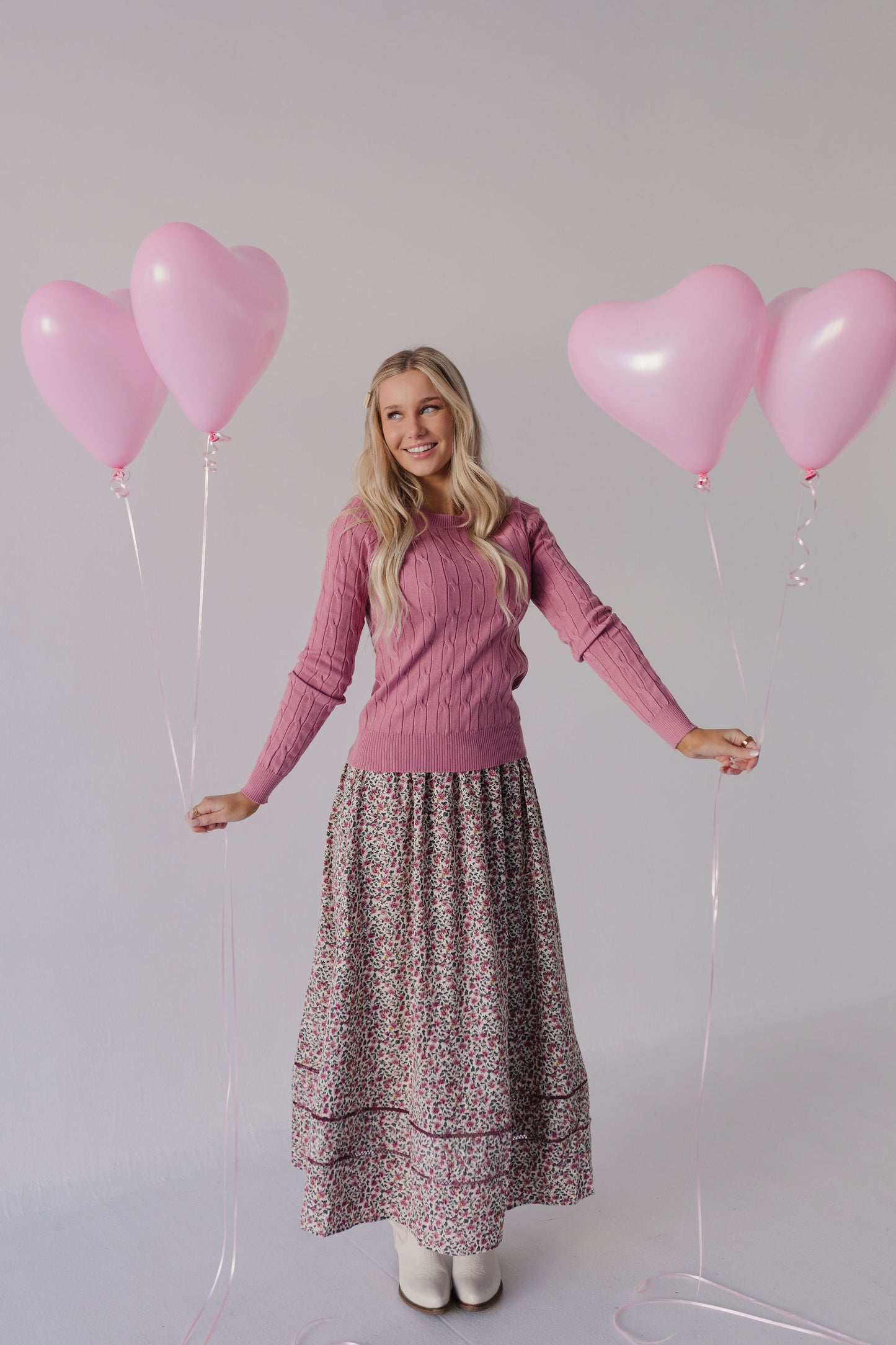 THE SERENITY FLORAL MAXI SKIRT IN CREAM