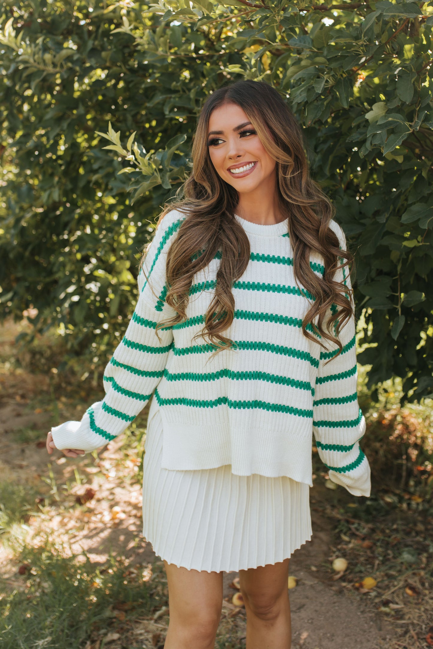 THE MIA STRIPED SWEATER IN GREEN