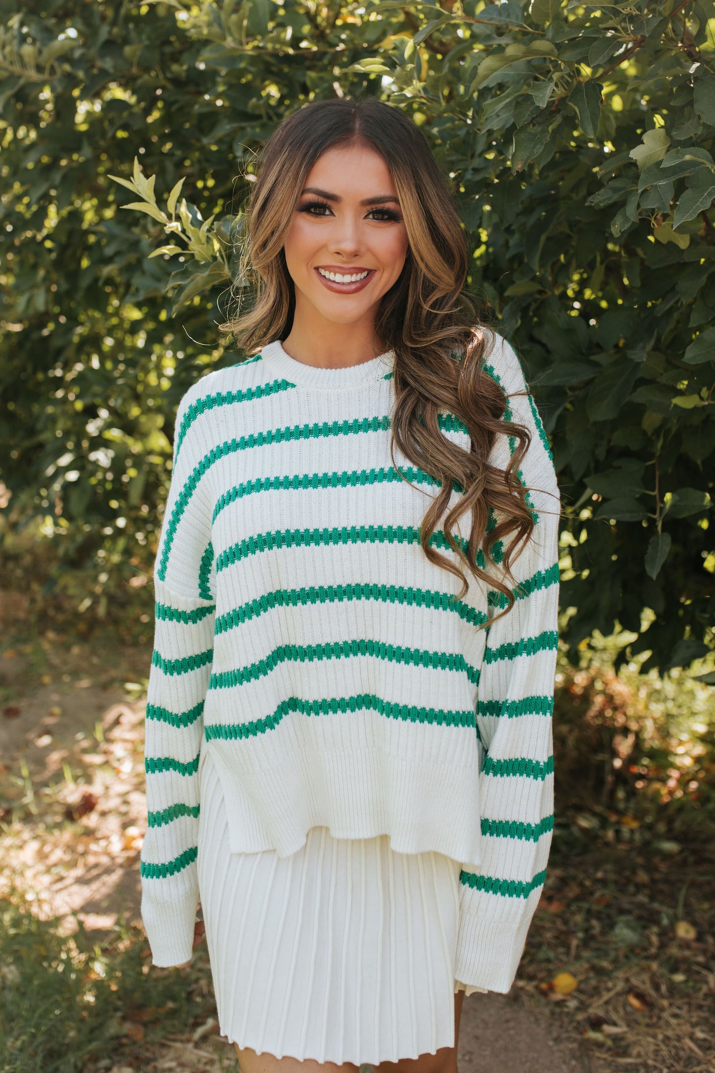 THE MIA STRIPED SWEATER IN GREEN