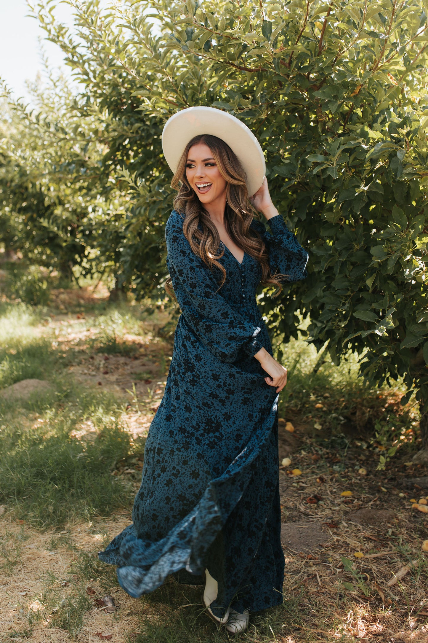 THE SAMANTHA SMOCKED MAXI DRESS IN INDIGO