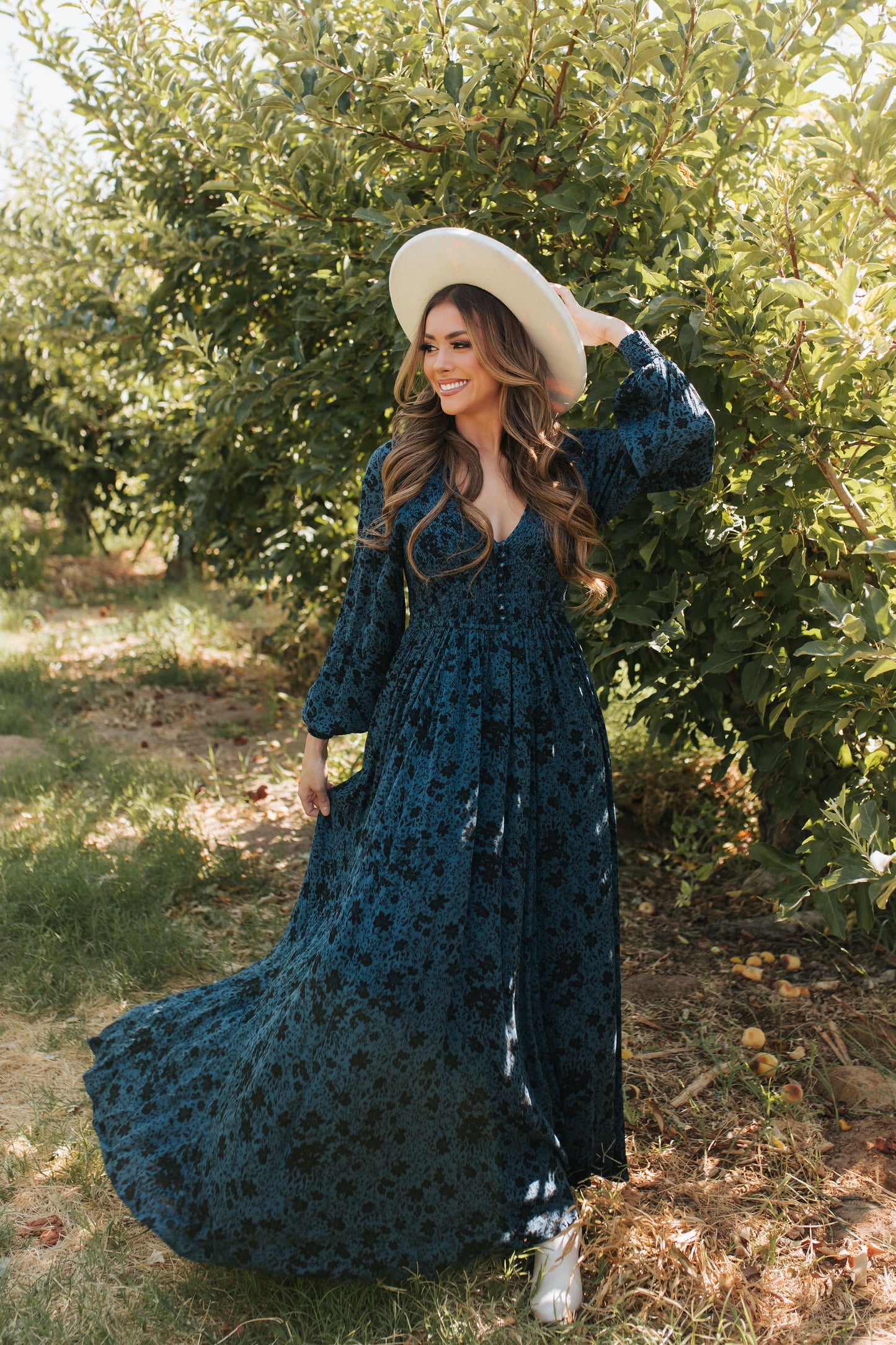 THE SAMANTHA SMOCKED MAXI DRESS IN INDIGO