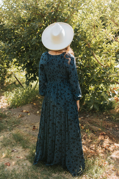 THE SAMANTHA SMOCKED MAXI DRESS IN INDIGO