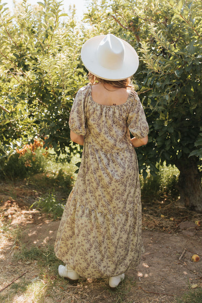 THE TEAGAN FLORAL MIDI DRESS IN OLIVE