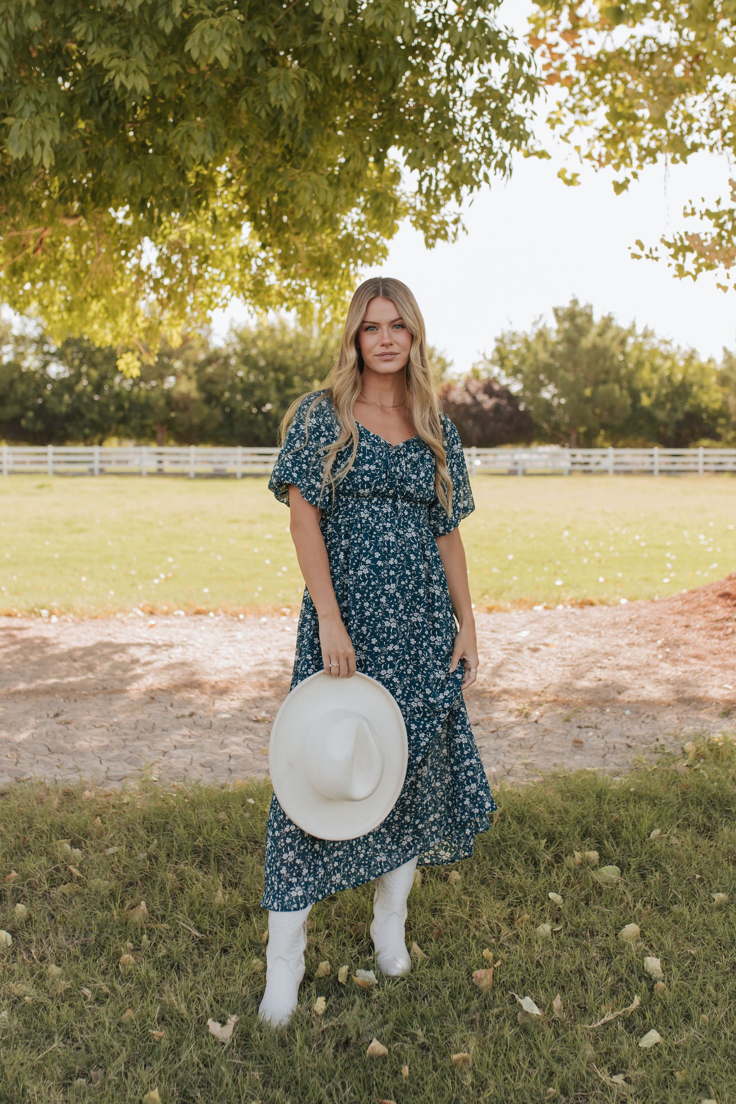 THE DELICIA FLORAL DRESS IN TEAL